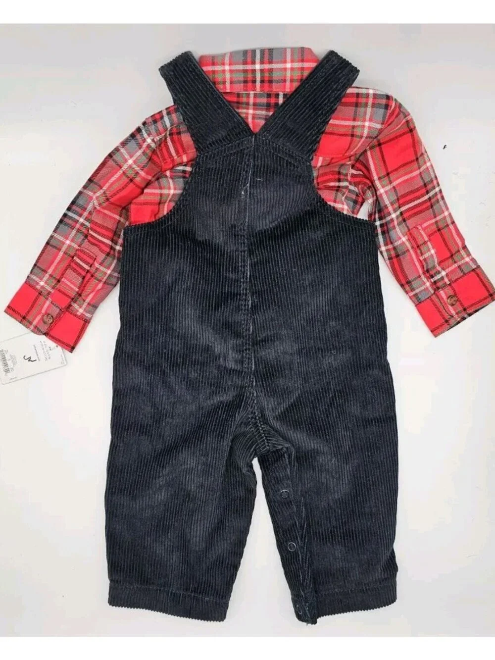 Carters Holiday Outfit Baby Size 6 Months Black Overalls Red Long Sleeve Shirt